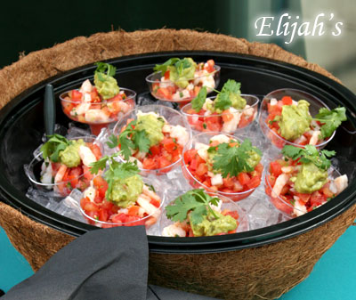 Elijah's Catering San Diego,Shrimp Cocktail with Chunky Salsa.